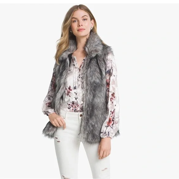 White House Black Market Jackets Coats Whbm Faux Fur Vest